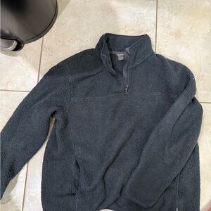 Eddie Bauer Gray Quarter Zip Sweater Plush Fleece